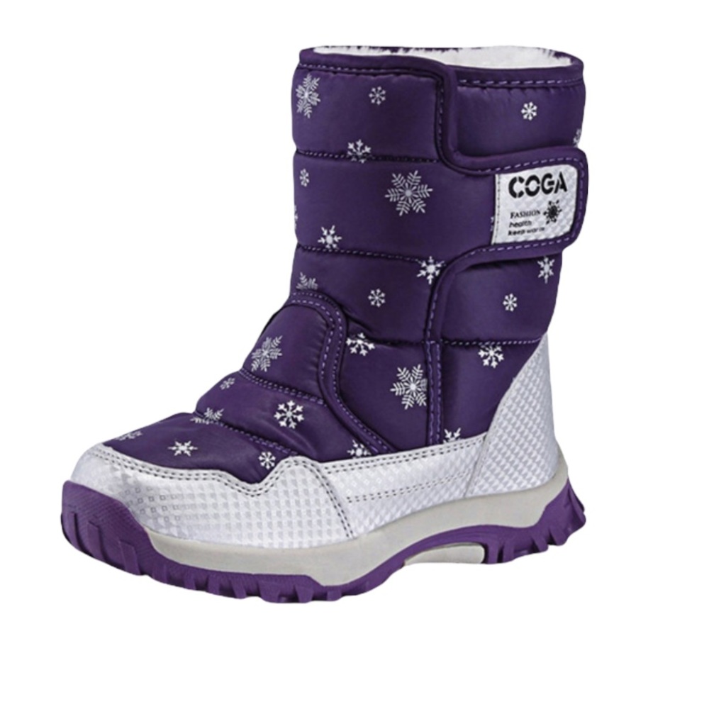 COGA Girls Winter Snow Boots Faux Fur Lined Snowflake